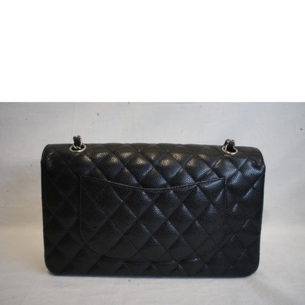 54133 2 Chanel Matelassé W Flap Chain Shoulder Bag Caviar Skin Black