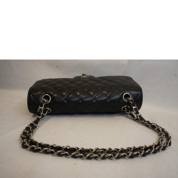 54133 4 Chanel Matelassé W Flap Chain Shoulder Bag Caviar Skin Black