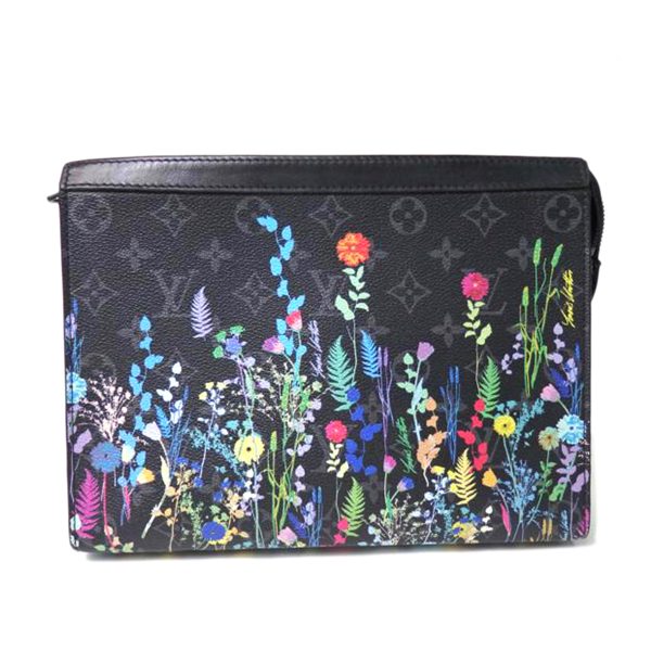 54173 1 Louis Vuitton Pochette Voyage Monogram Eclipse Floral Pouch Bag