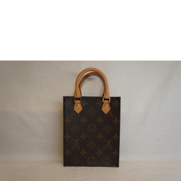 54175 2 Louis Vuitton Petit Sac Plat Monogram Handbag Brown