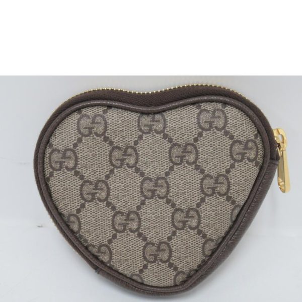 54225 2 Gucci Coin Case Heart Shaped Brown