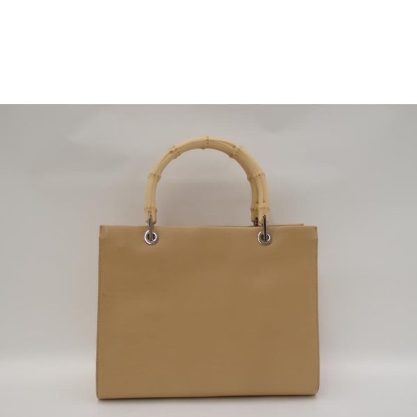 54292 2 Gucci Bamboo 2WAY Handbag Beige