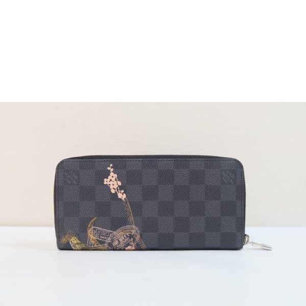 54298 2 Louis Vuitton Zippy Wallet Vertical Damier Graphite Wallet Bag Black