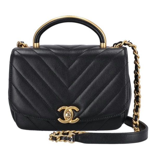 54331 1 Chanel V Stitch Top Handle Bag Caviar