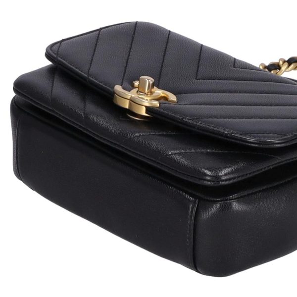 54331 3 Chanel V Stitch Top Handle Bag Black