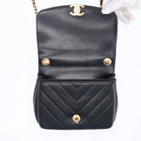 54331 6 Chanel V Stitch Top Handle Bag Black