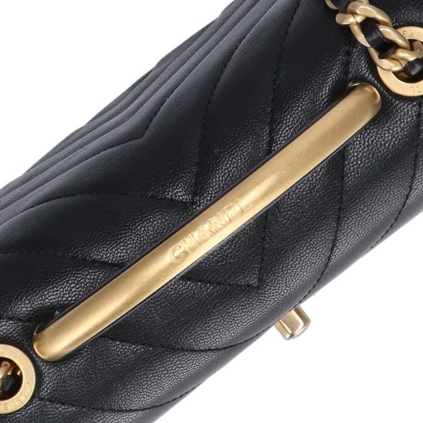 54331 9 Chanel V Stitch Top Handle Bag Caviar