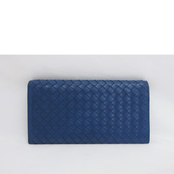 54478 2 Bottega Veneta Intrecciato Two Fold Long Wallet Blue