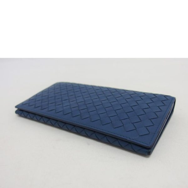 54478 3 Bottega Veneta Intrecciato Two Fold Long Wallet Blue