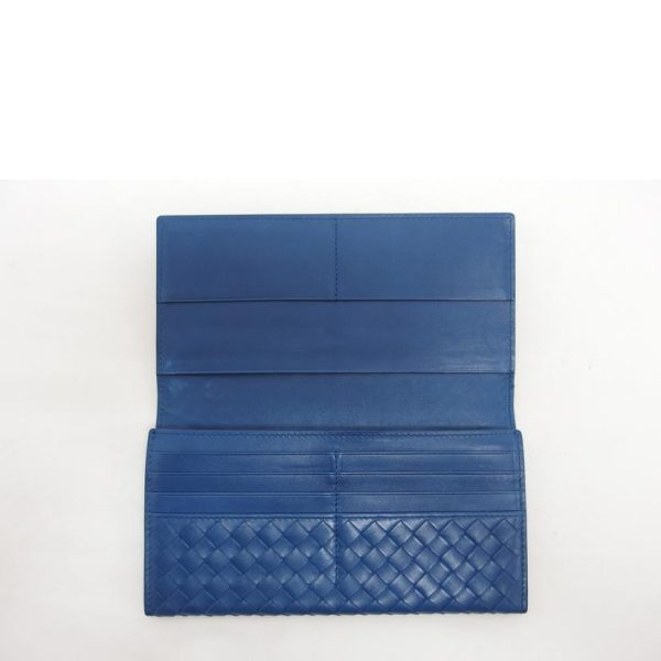 54478 4 Bottega Veneta Intrecciato Two Fold Long Wallet Blue