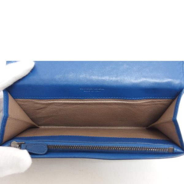 54478 5 Bottega Veneta Intrecciato Two Fold Long Wallet Blue