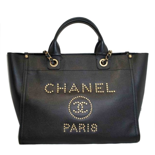 54652 1 Chanel Deauville 2WAY Tote Black