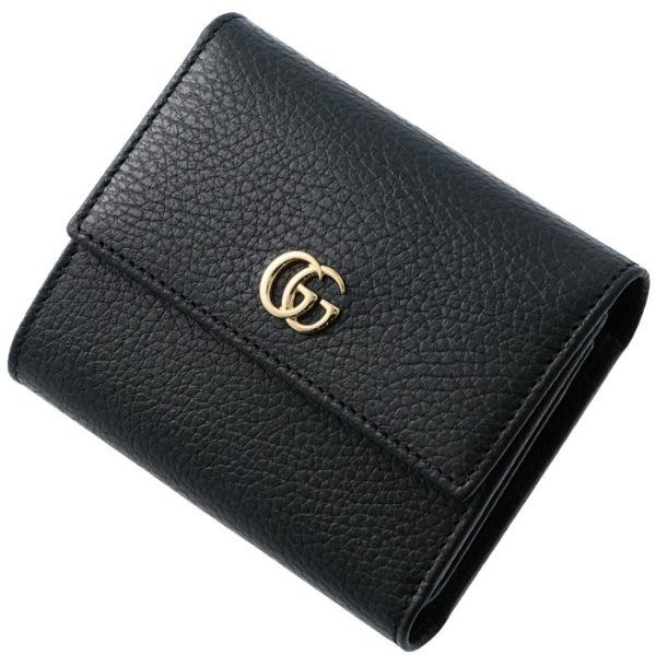 546584cao0g1000 GUCCI GG Marmont Trifold Wallet Black