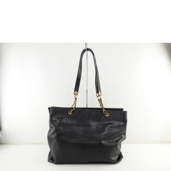 54669 2 Chanel Caviar Chain Tote Bag Black