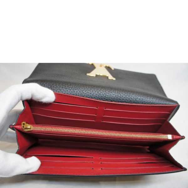 54768 4 Louis Vuitton Portefeuil Capucines Wallet Black Beige Red