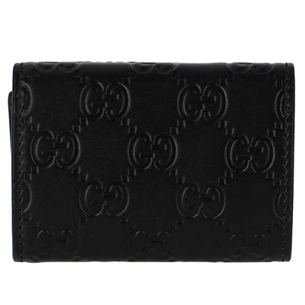 5480650g6ft1081 2 GUCCI LINEA CAT Trifold Wallet Black