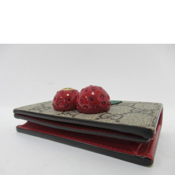 54829 3 GUCCI Bi Fold Wallet Cherry Biege