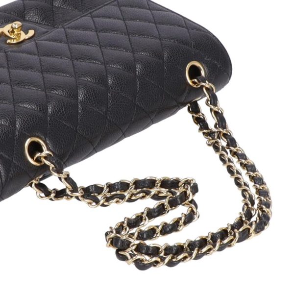 54881 4 Chanel W Flap Chain Shoulder Bag Caviar Skin