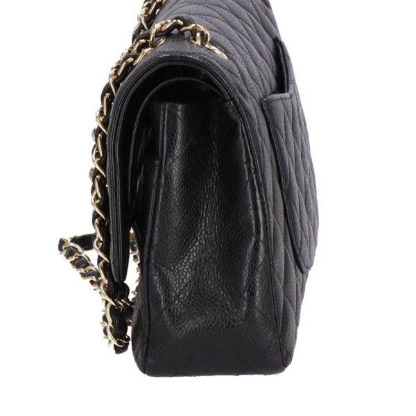 54881 7 Chanel W Flap Chain Shoulder Bag Caviar Skin