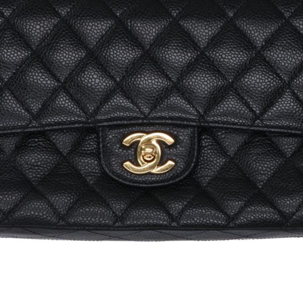 54881 9 Chanel W Flap Chain Shoulder Bag Caviar Skin