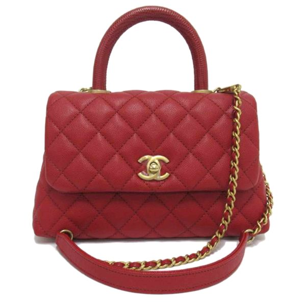 54911 1 Chanel Coco Handle XS Chain Shoulder Bag Caviar Red