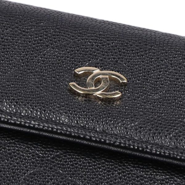 54966 9 Chanel Camellia Bi Fold Long Wallet Black