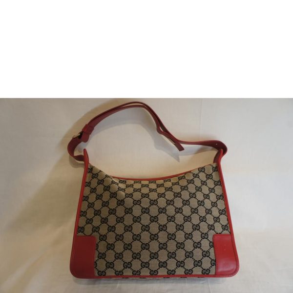 55038 2 Gucci GG Canvas Shoulder Bag Beige Red