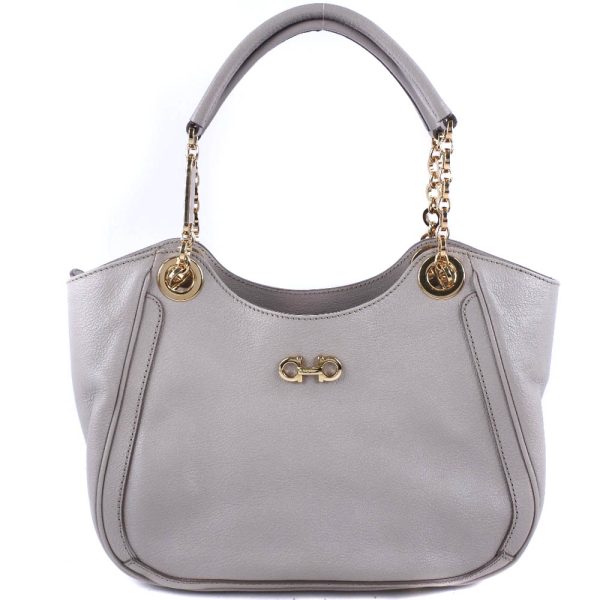 55140455 1 Salvatore Ferragamo Gancini Handbag Calf Gray