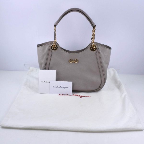 55140455 12 Salvatore Ferragamo Gancini Handbag Calf Gray