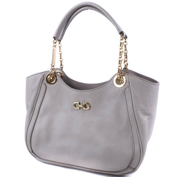 55140455 2 Salvatore Ferragamo Gancini Handbag Calf Gray