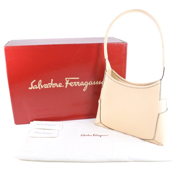 55150129 12 Salvatore Ferragamo 0202694 Leather Beige Shoulder Bag