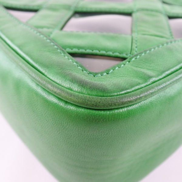 55150482 4 CHANEL Chain Shoulder Bag Fringe Lambskin Green