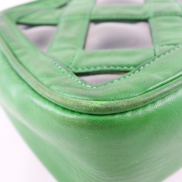 55150482 6 CHANEL Chain Shoulder Bag Fringe Lambskin Green