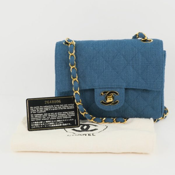 55160327 12 Chanel Rare Chain Shoulder Mini Matelasse Denim Blue Shoulder Bag