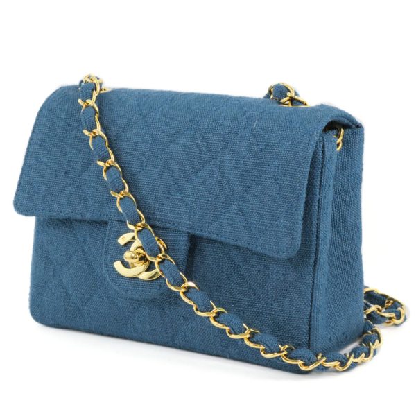 55160327 2 Chanel Rare Chain Shoulder Mini Matelasse Denim Blue Shoulder Bag