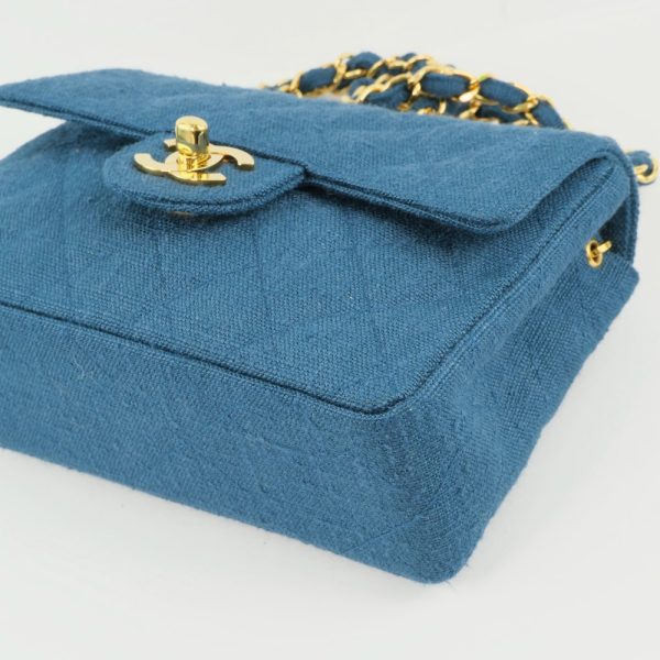 55160327 5 Chanel Rare Chain Shoulder Mini Matelasse Denim Blue Shoulder Bag