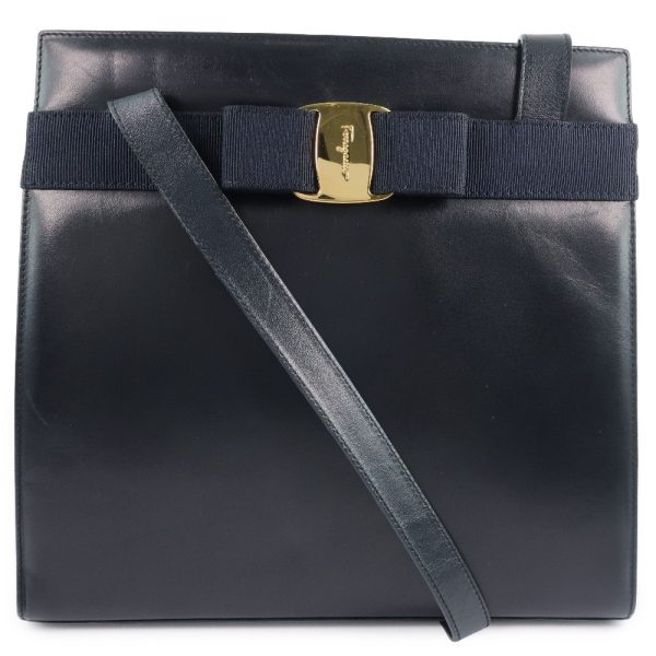 55160356 1 Salvatore Ferragamo Vara Calf Navy Shoulder Bag