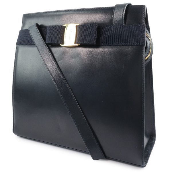 55160356 2 Salvatore Ferragamo Vara Calf Navy Shoulder Bag