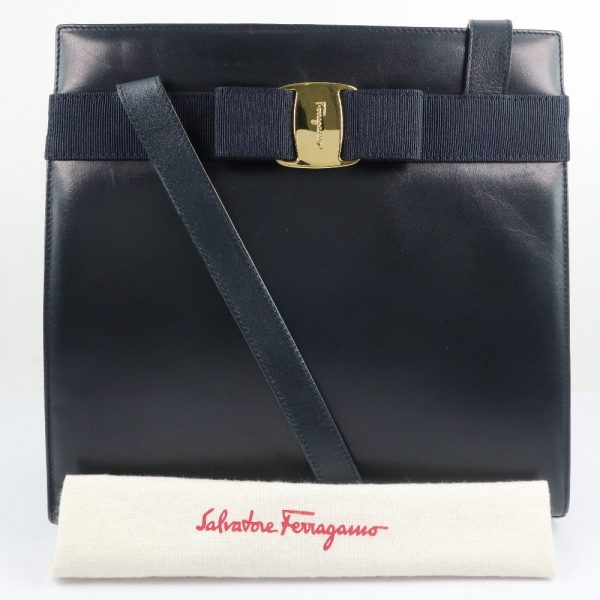 55160356 9 Salvatore Ferragamo Vara Calf Navy Shoulder Bag