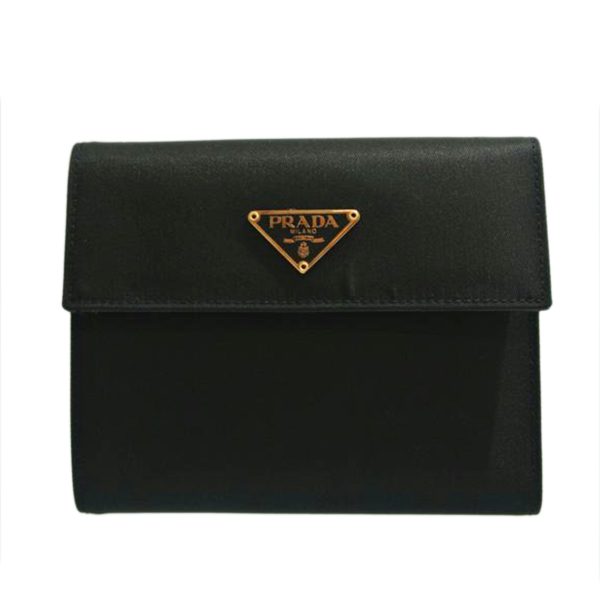 55191 1 PRADA Prada Tri fold Wallet Bag Tesuit Nylon x Leather