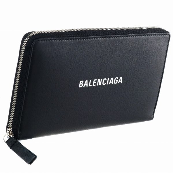 551935dlq4n1000 Balenciaga Everyday Long Wallet Round Zipper Black