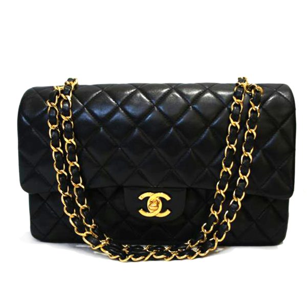 55297 1 Chanel Matelasse Flap Chain Shoulder Bag Black