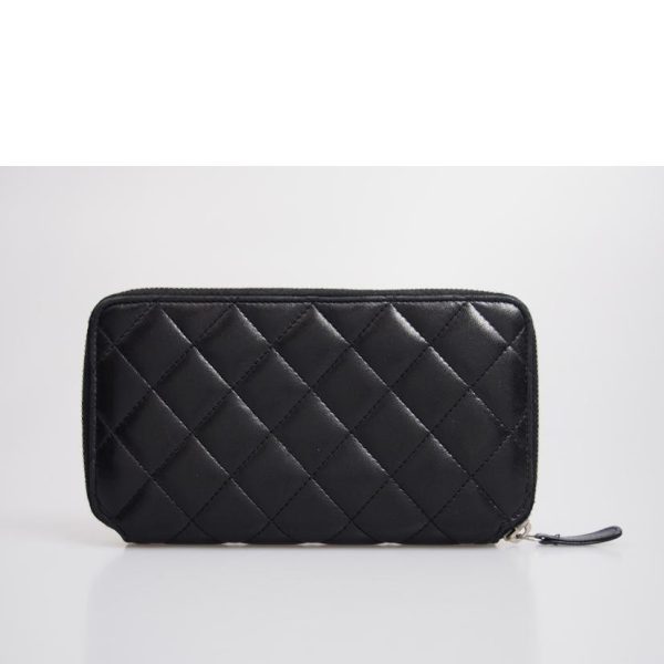 55320 2 Chanel Matelasse Round Wallet Bag Black