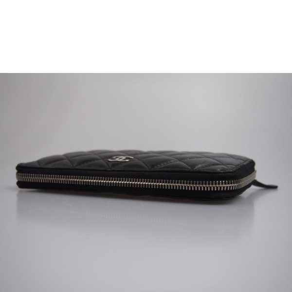 55320 3 Chanel Matelasse Round Wallet Bag Black