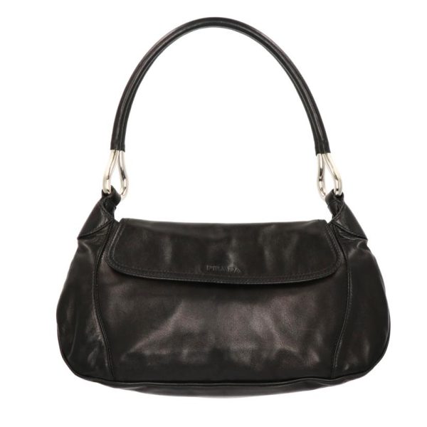 55328 1 Prada Leather Semi Shoulder Bag Black