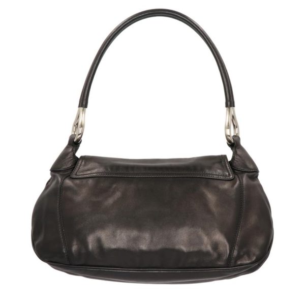 55328 2 Prada Leather Semi Shoulder Bag Black