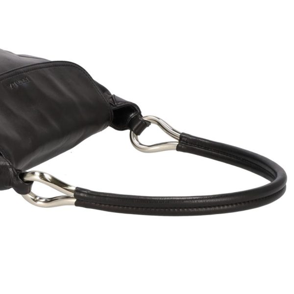 55328 4 Prada Leather Semi Shoulder Bag Black