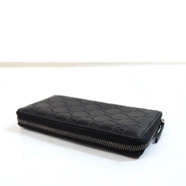 55341 3 Gucci Guccissima Gg Round Zipper Wallet Black