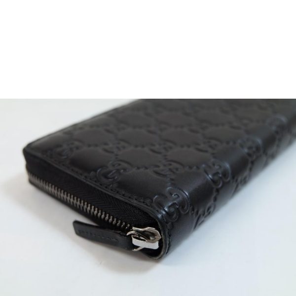 55341 7 Gucci Guccissima Gg Round Zipper Wallet Black