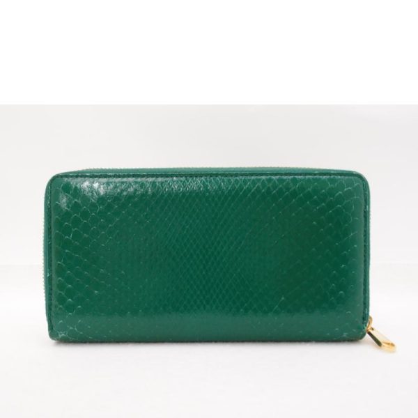 55437 2 Gucci Python Horsebit Round Zipper Long Wallet Green